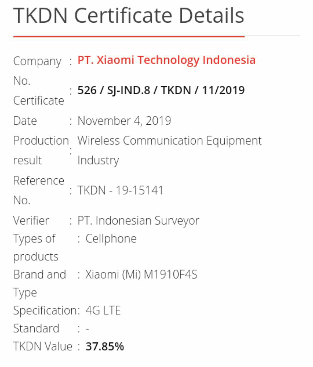 Xiaomi Mi Note 10 Pro Gets TKDN Certification