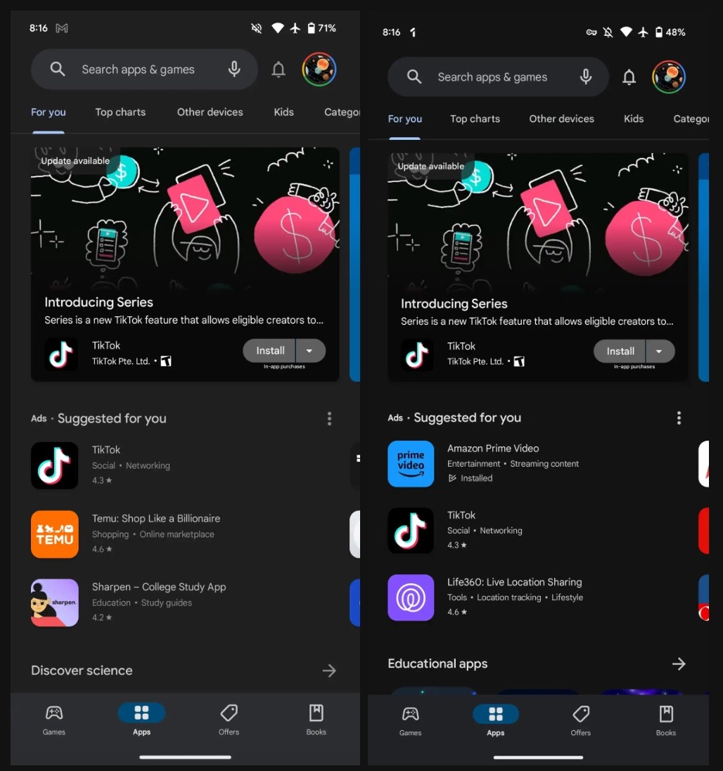 Black theme in Google Play Store. Source: 9to5Google
