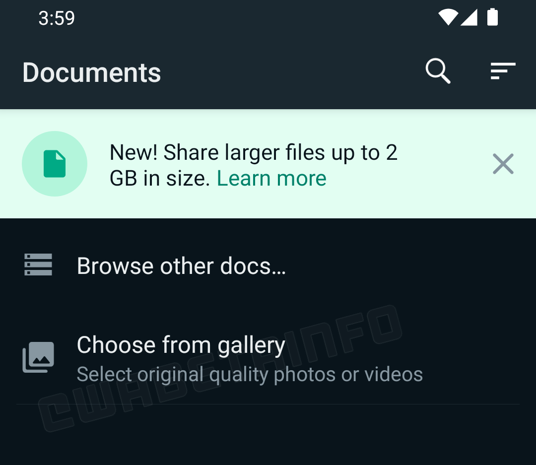 WhatsApp option for sharing media in original quality.