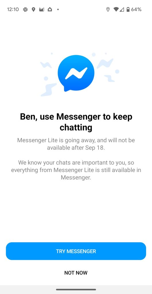 Messenger Lite Shutdown Prompt 